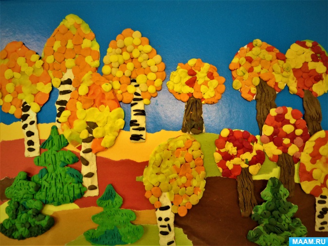 Картины из пластилина на картоне осень. пластилинография на тему «осень». осенняя платилинография для детей