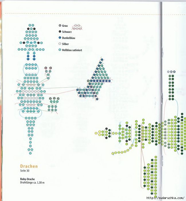 Дракоша из бисера схема