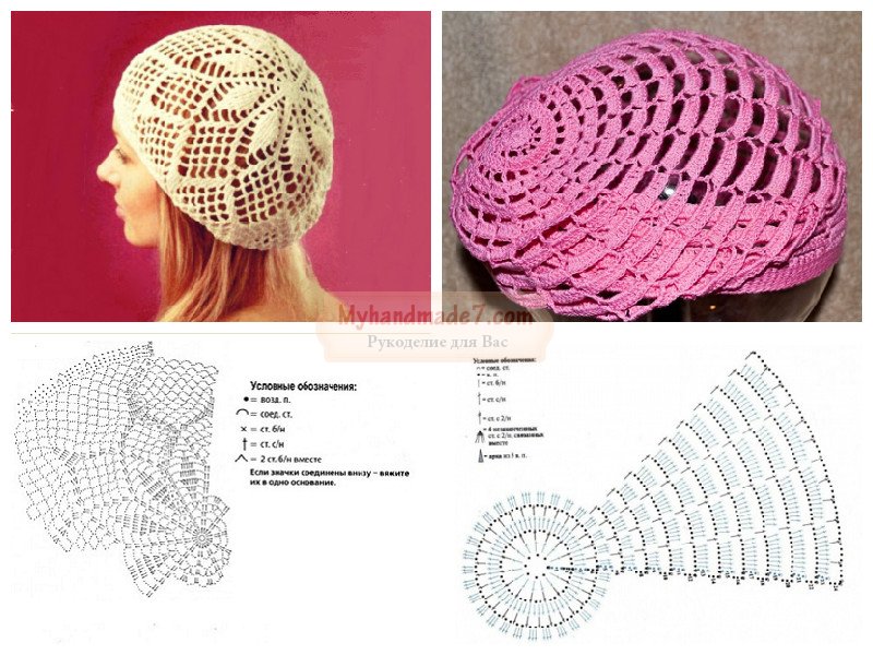 Детские береты крючком на лето схемы и описание