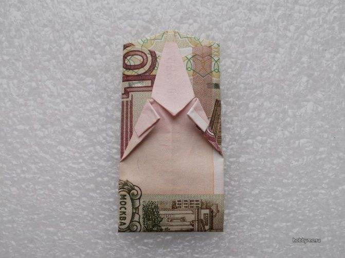 Оригами из денег: поделка - рубашка с галстуком и схема выполнения