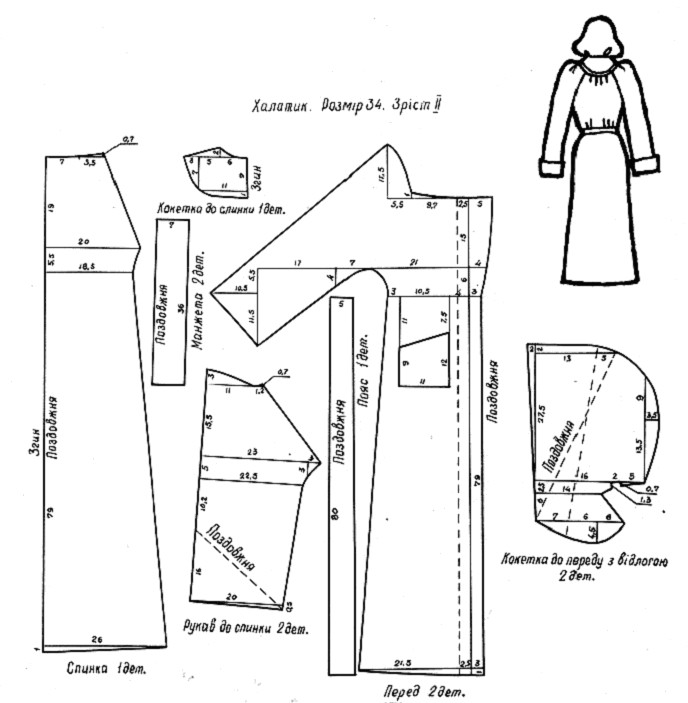 План пошива халата
