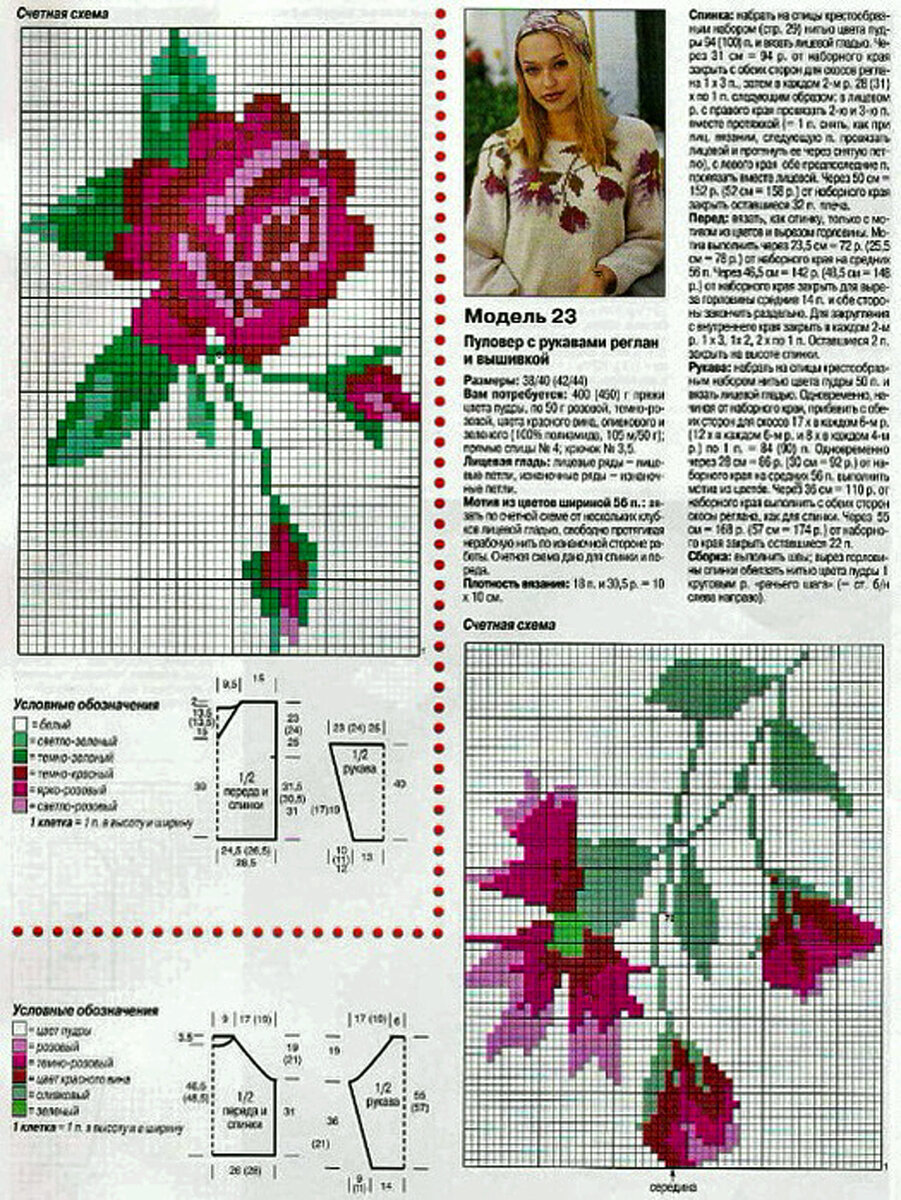 Узоры спицами цветы схемы и описание цветы