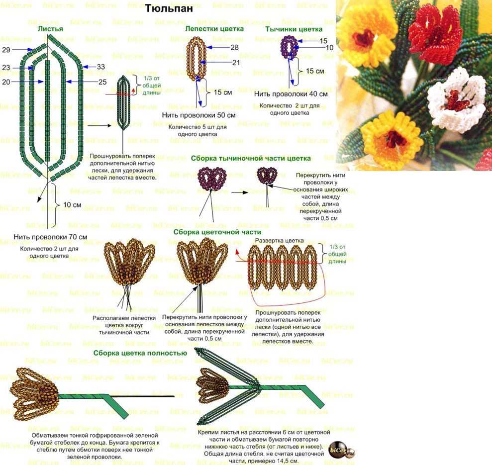 Тюльпаны из бисера: мастер-класс изготовления стильных и красивых цветков (125 фото и видео)