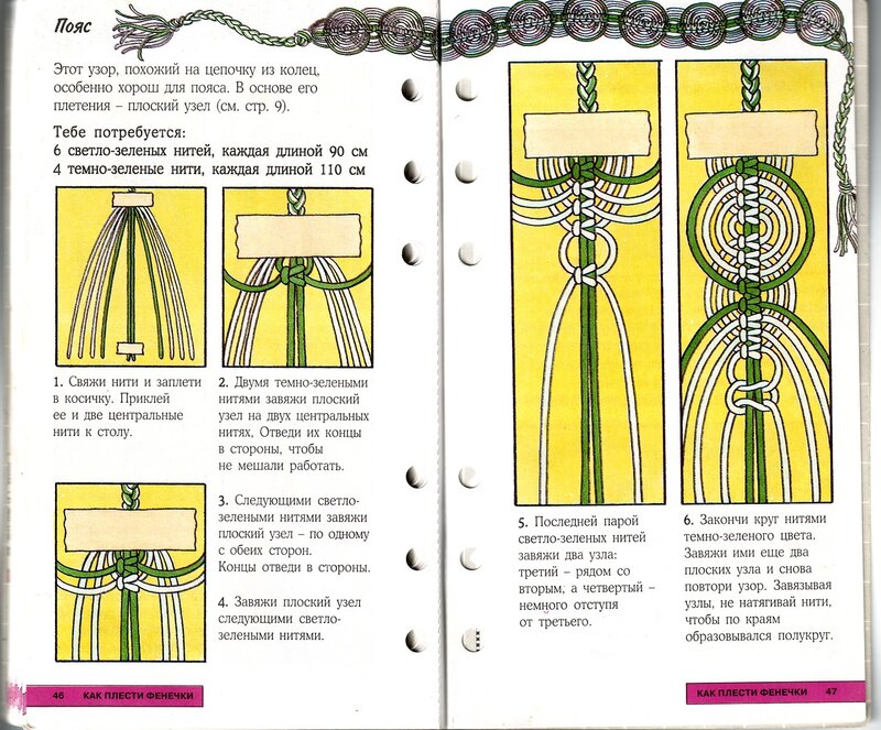 Браслеты из ниток схема