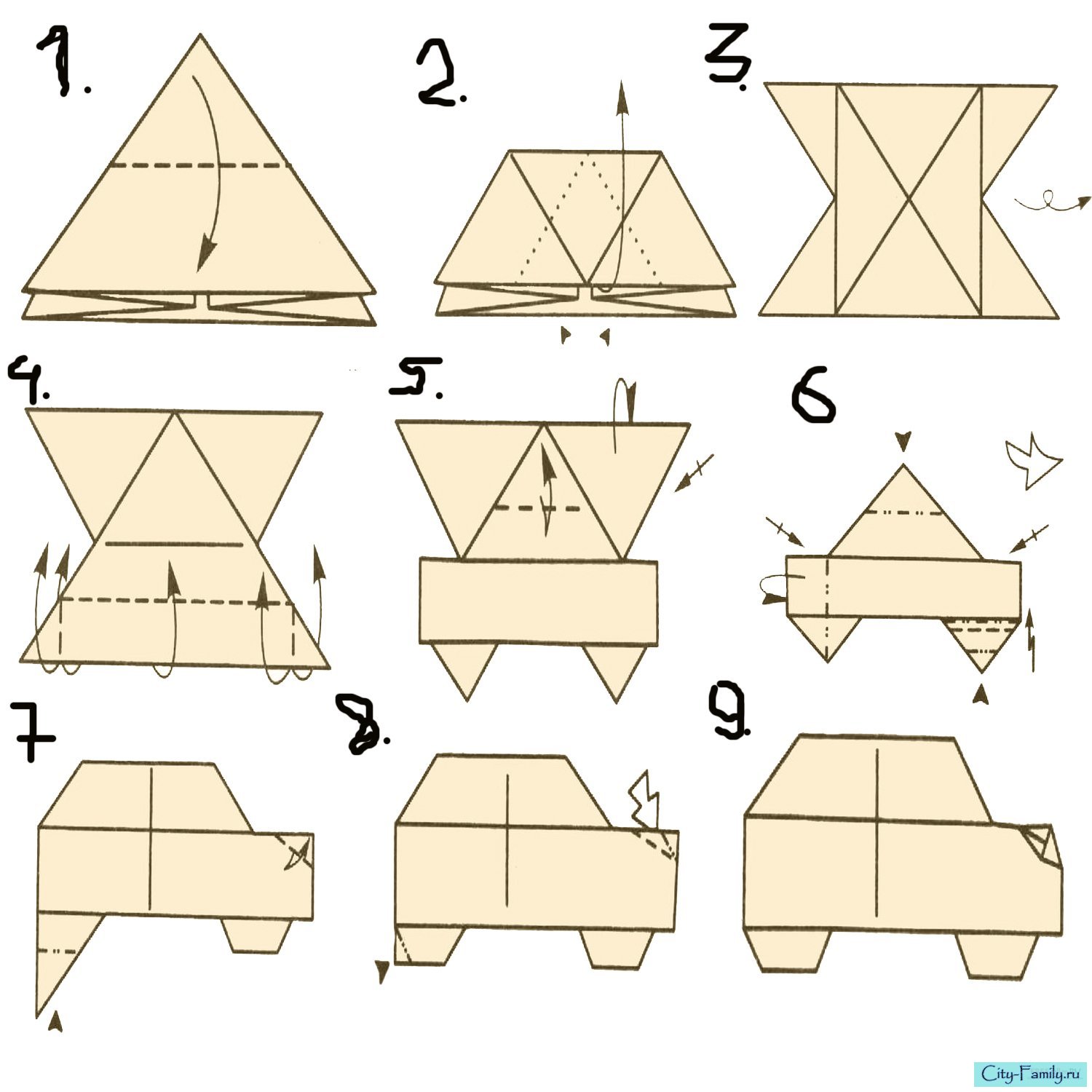 Оригами из бумаги катапульта схема