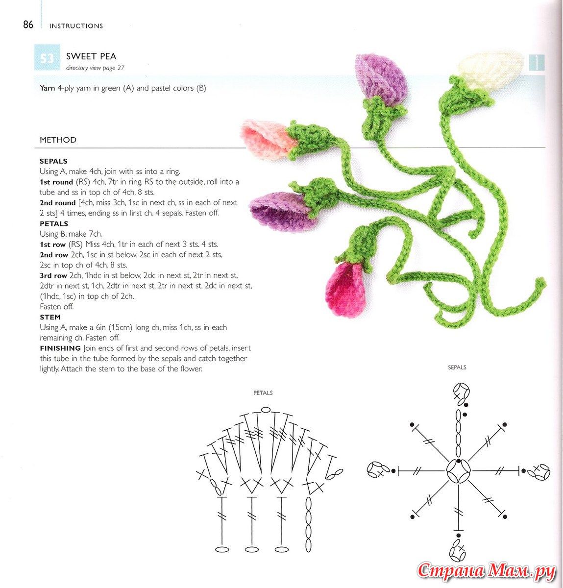 Вязать цветы схемы и описание крючком