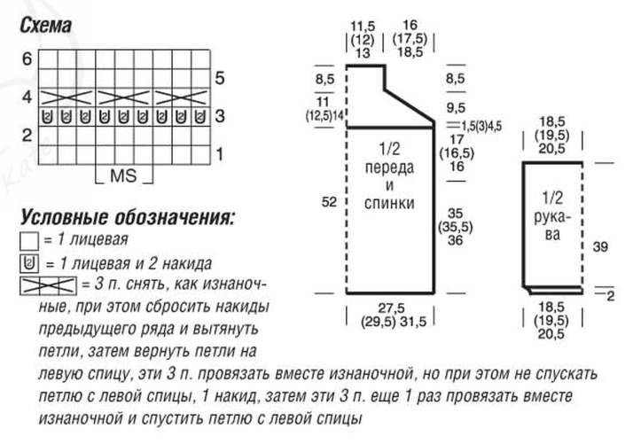 Топ оверсайз спицами схема и описание