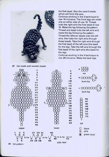 Схема как сплести котика из бисера
