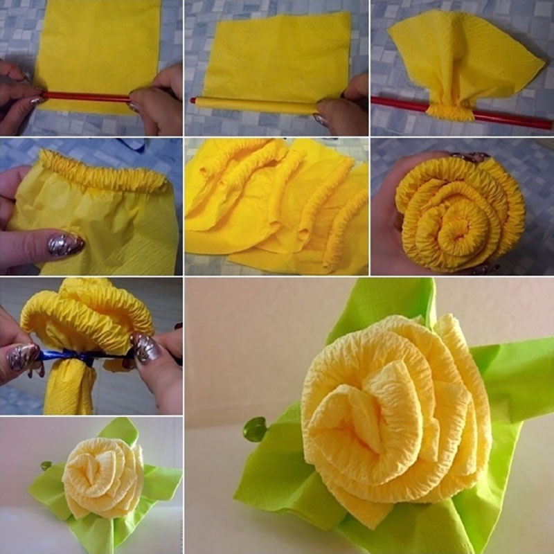 Как сделать цветы из бумажных салфеток - легкие и сложные варианты