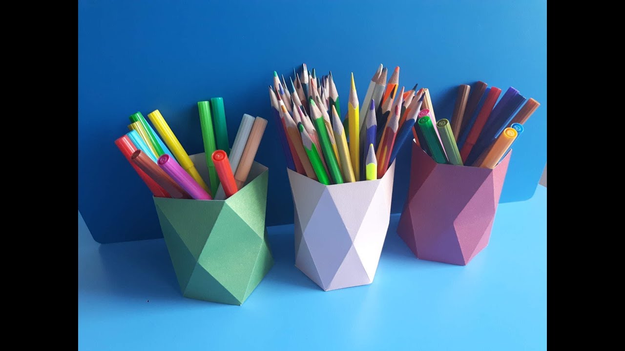 Стаканчик для карандашей своими руками: модульное оригами из бумаги