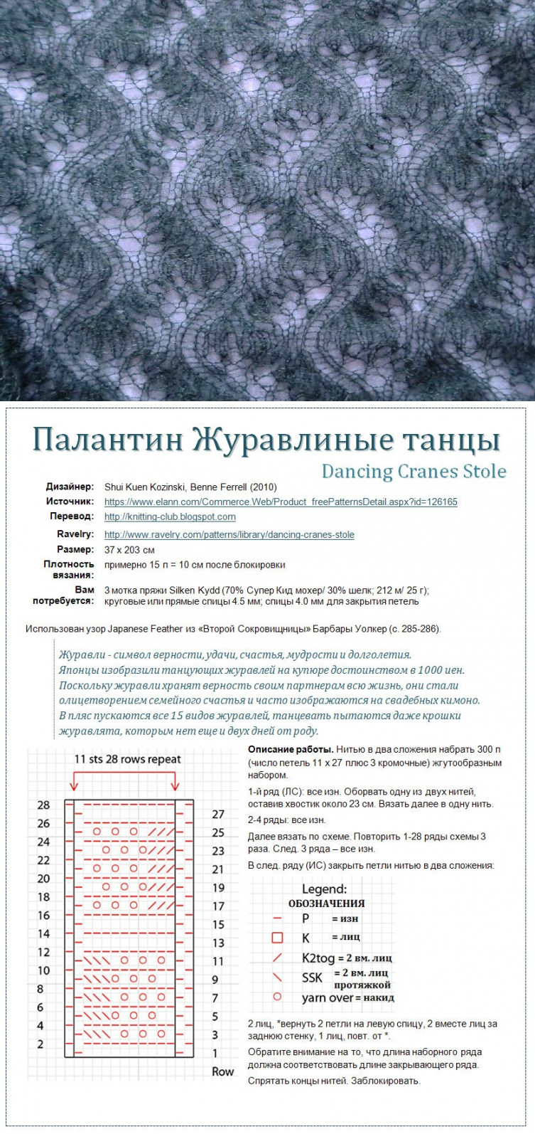 Описание шали палантины спицами схемы и описание