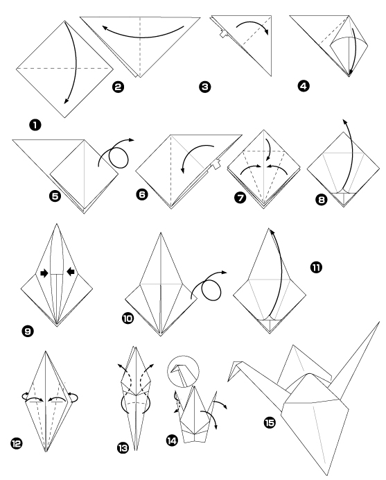 Модульное оригами журавль схема сборки