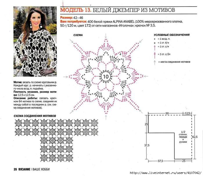 Вязание из мотивов крючком схемы и описание