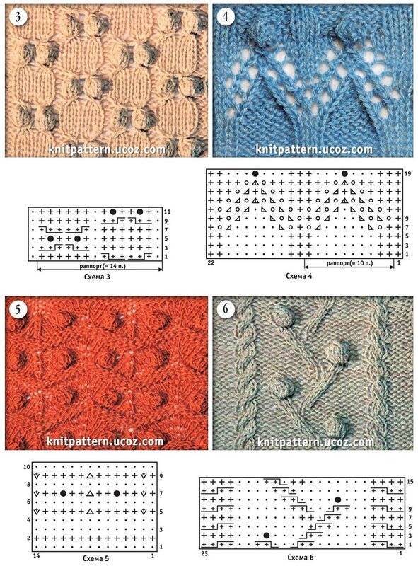 Схемы узоров с шишечками спицами схемы