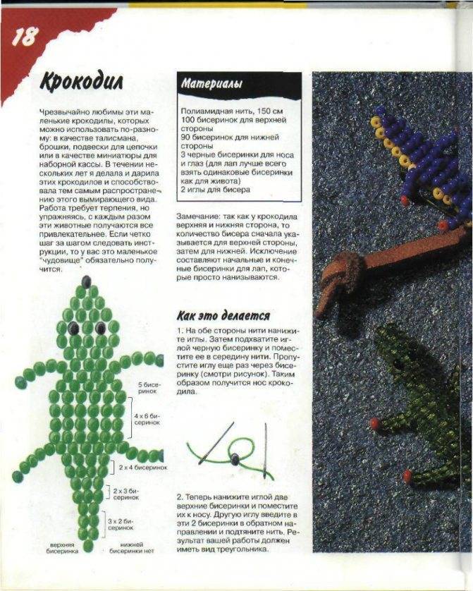 Крокодил из бисера своими руками: фото схемы с пошаговым описанием. инструкция по объемному и плоскому плетению крокодила