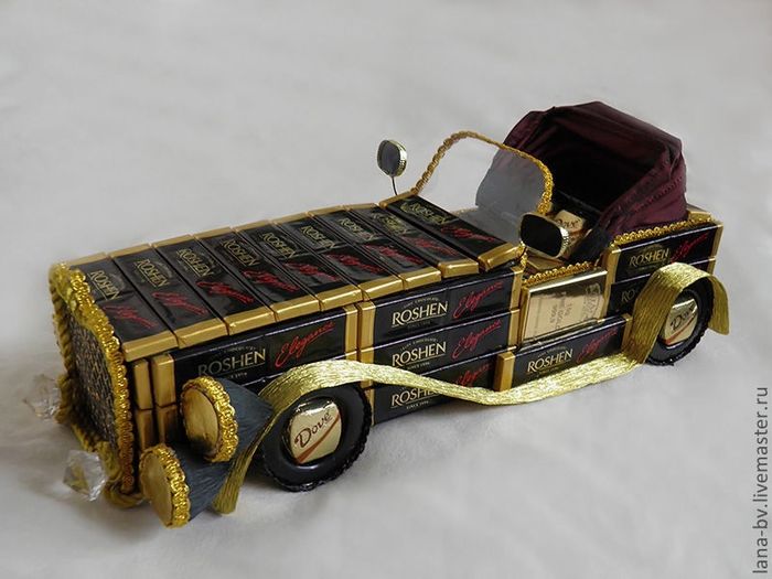Автомобиль из конфет ⋆ страна рукоделия - вязание и вышивка своими руками