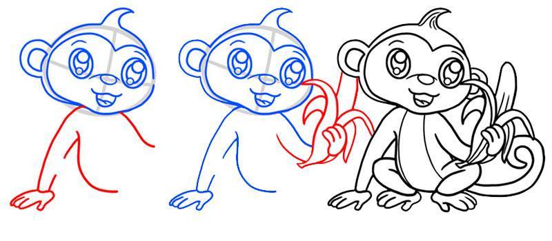 Как поэтапно нарисовать обезьяну: для детей и взрослых