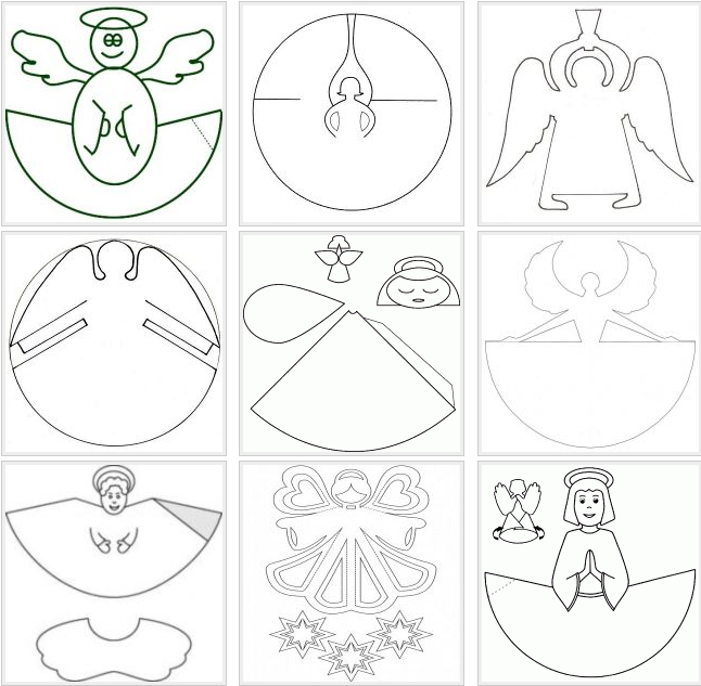 Ангел из бумаги: шаблоны, 5 вариантов с подробными фото