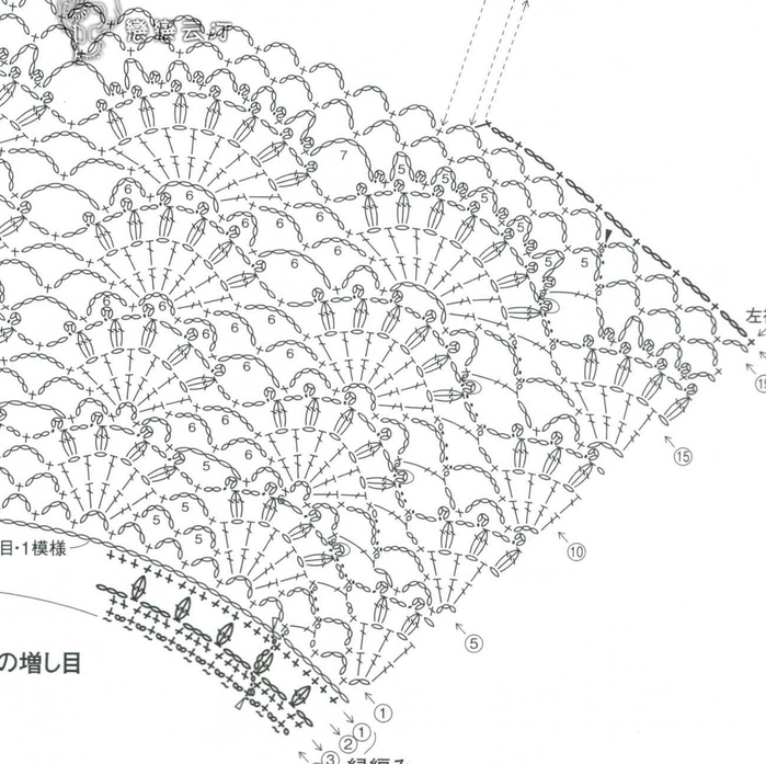 Схема ажурной кокетки крючком