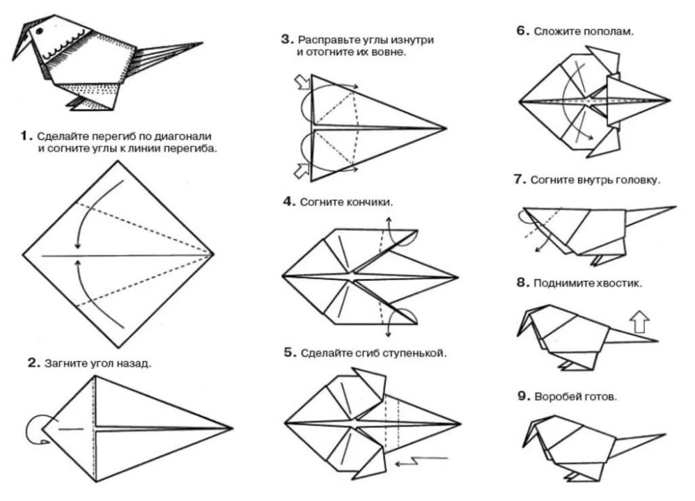 Оригами птица: инструкция + мастер-класс по созданию красивых изделий своими руками (100 фото + видео)