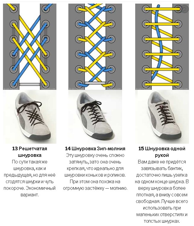 Интересная шнуровка кроссовок с 5 дырками пошагово с фото