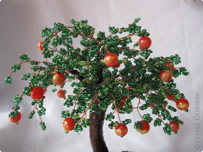 Яблонька из бисера деревья из бисера, бонсай – бисерок
