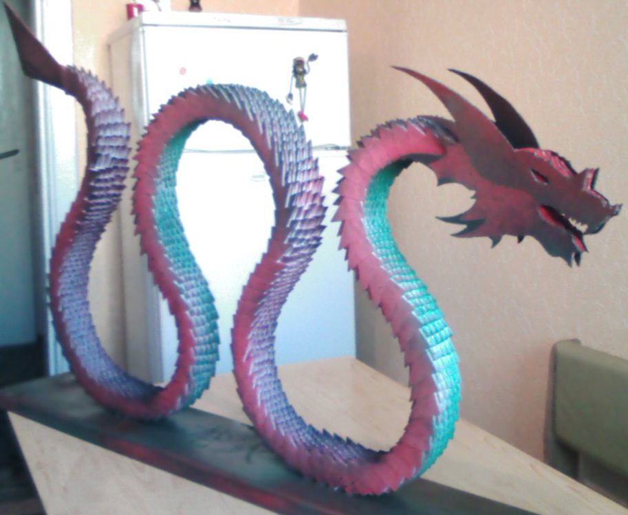 Схема китайского дракона модульного оригами
