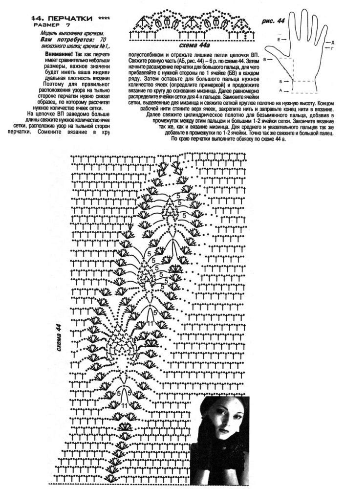 Перчатка крючком схема и описание