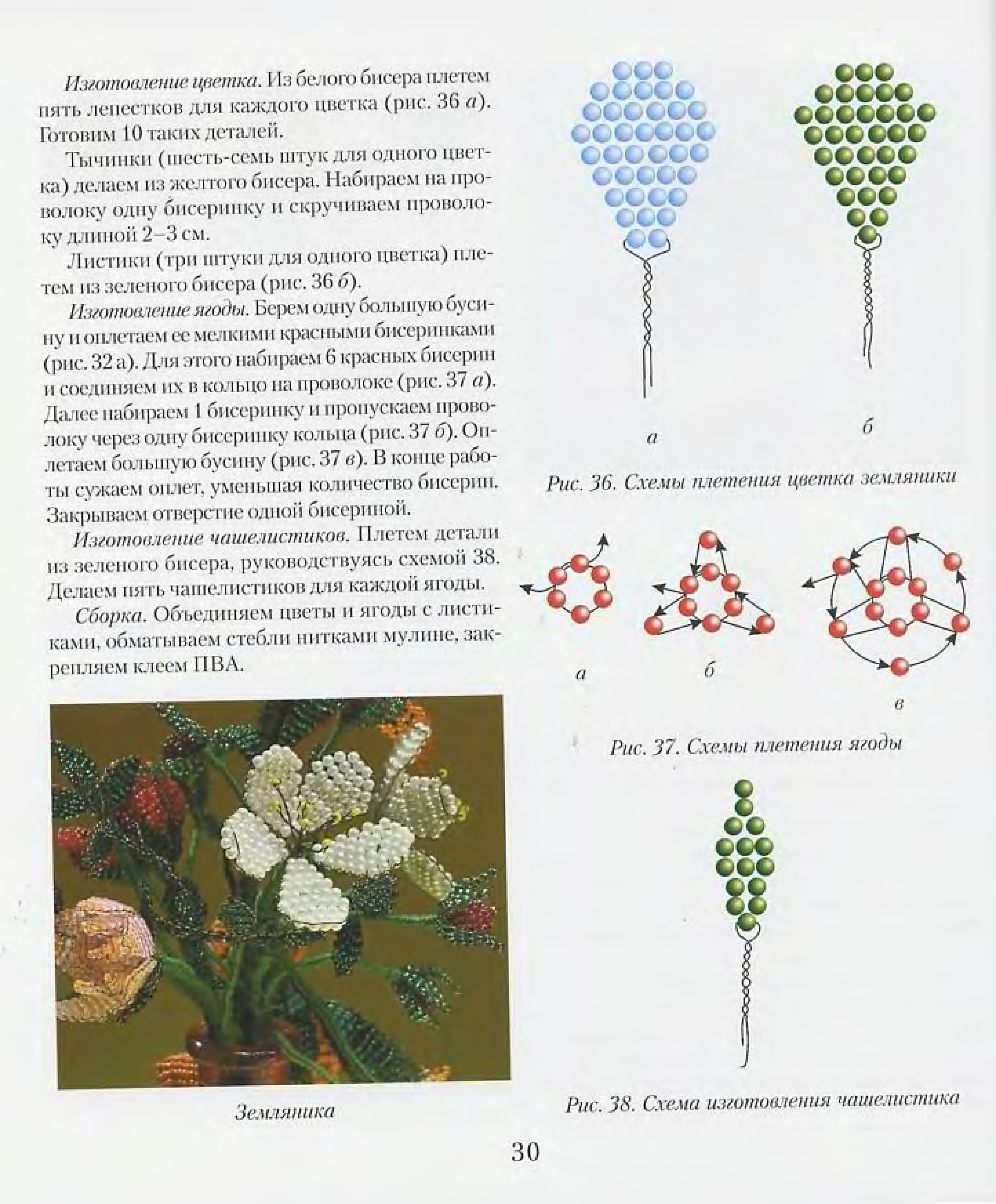 Цветы из бисера параллельным плетением схемы