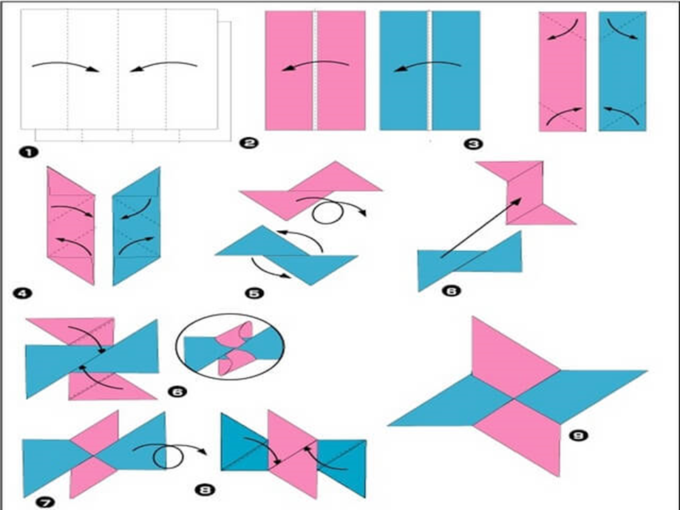Оружие из бумаги оригами схема