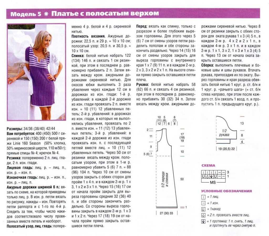 Ажурное платье спицами схема