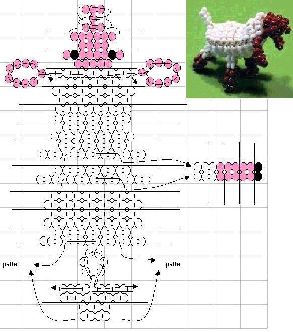 Животные из бисера: схемы плетения
