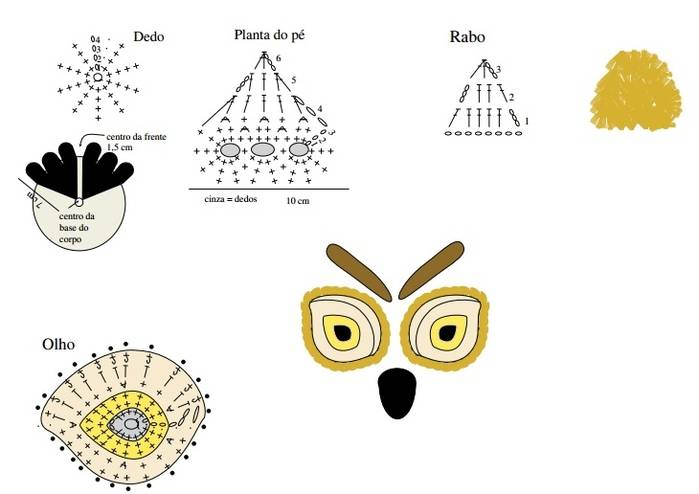 Вязаный совенок крючком со схемами и описанием