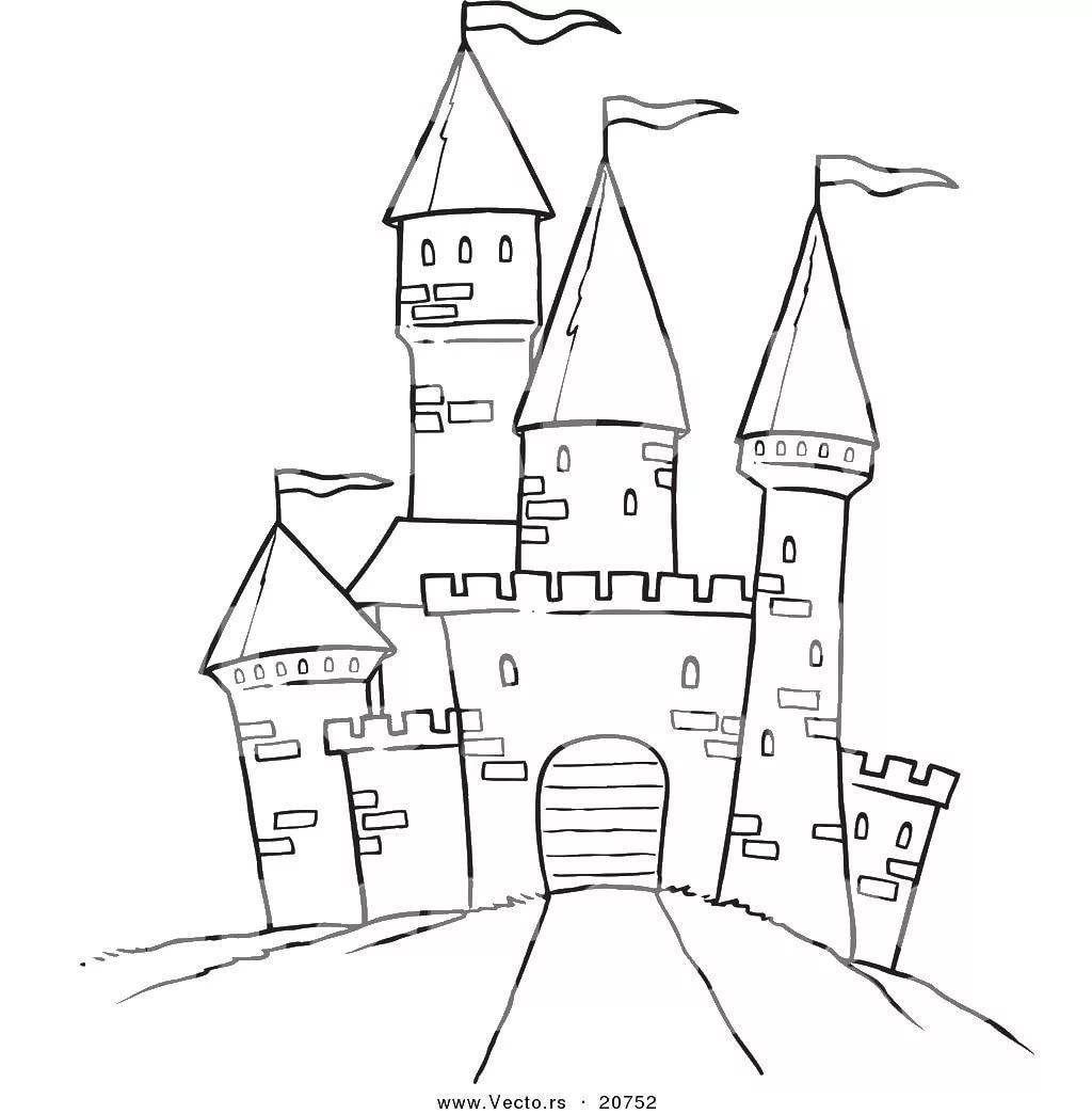 Поэтапное рисование замка в готическом стиле