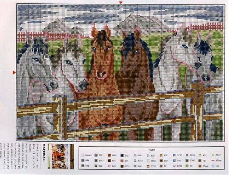 Подборка схем для вышивки грациозных лошадей