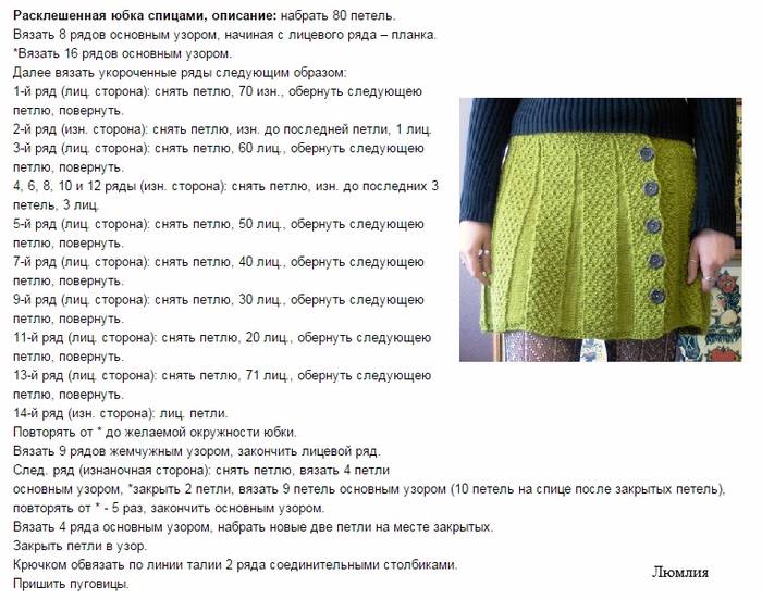 Юбочки для девочек спицами и крючком(подборка)