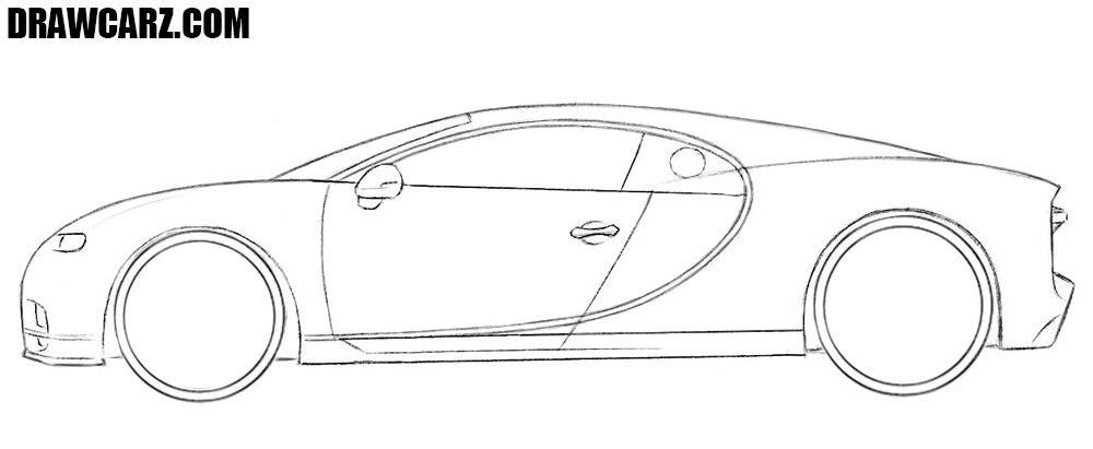 How to draw a bugatti chiron step by step