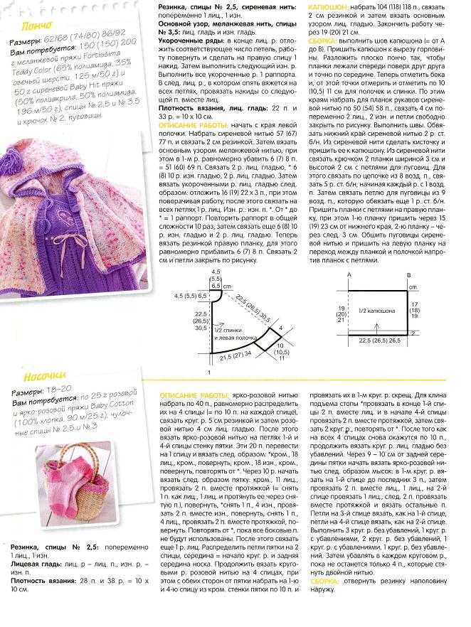 Детское пончо спицами схемы