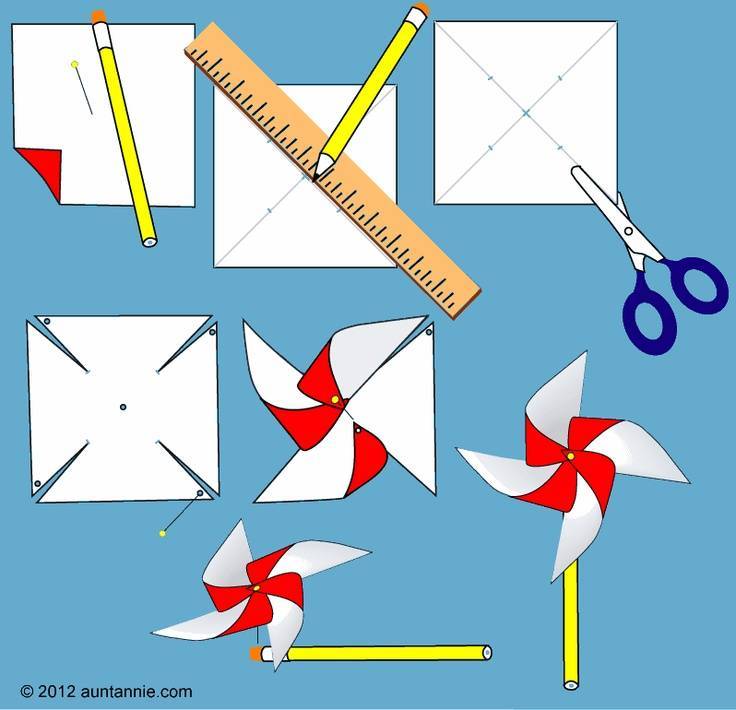 Оригами вертушка для ребёнка: схема для изготовления, инструкция из бумаги своими руками