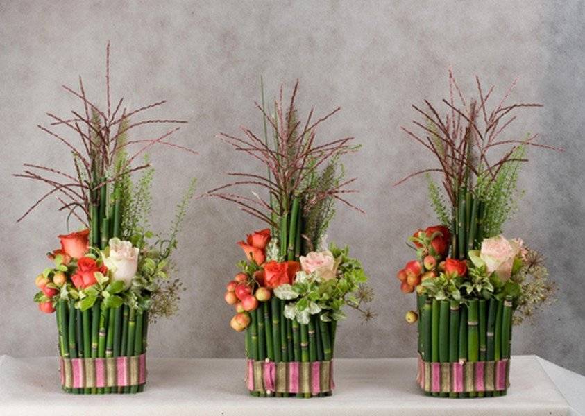 Икебана — как сделать простое и изящное украшение из цветов и природных материалов