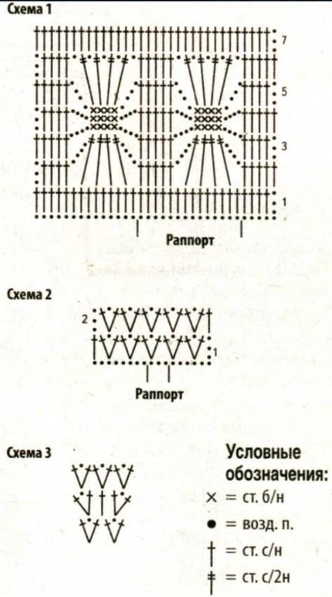 Узор паучки спицами схема