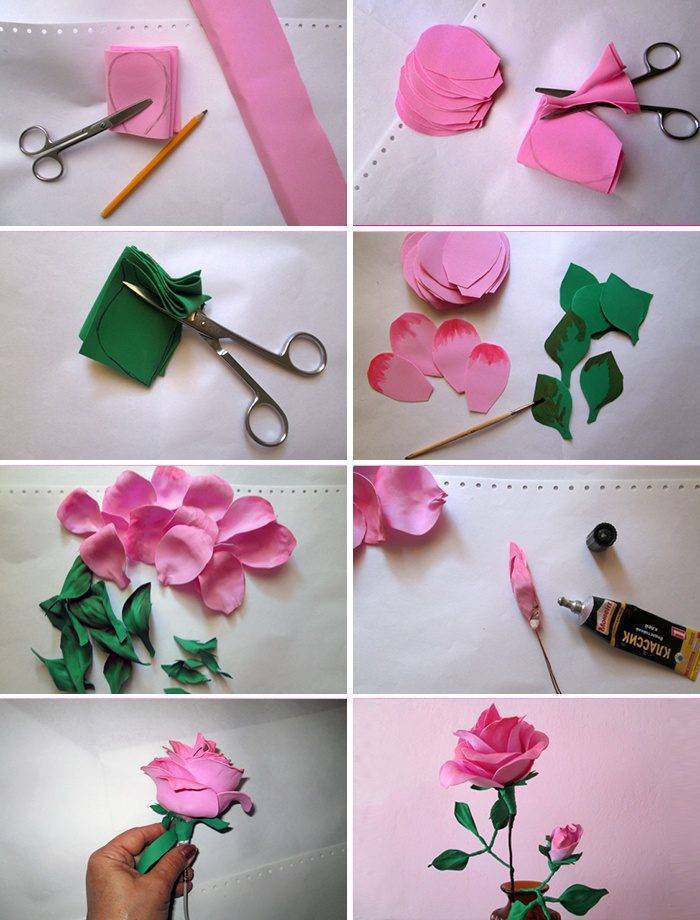 Розы из фоамирана шаблоны: выкройку распечатать, лепестка схема, листы и цветы пошагово, маленький бутон