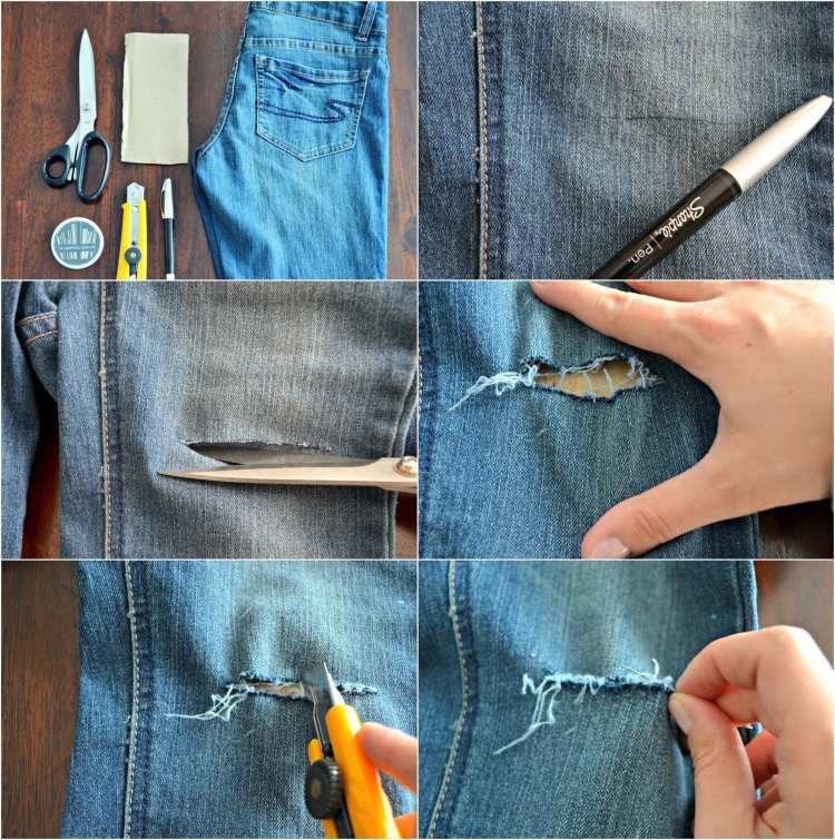 Как сделать красивые дырки и эффект потертости на джинсах своими руками