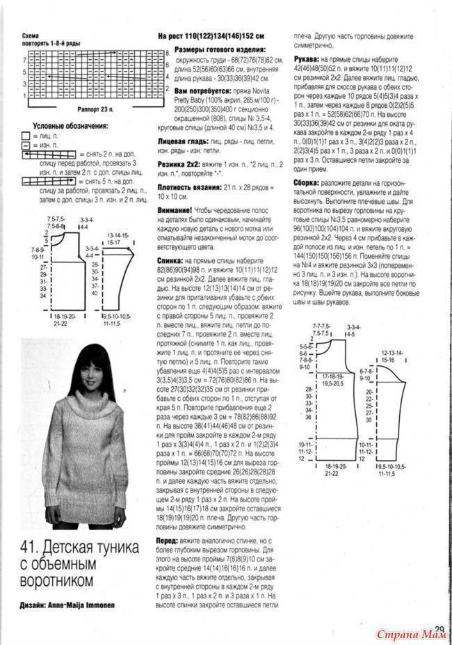 Вязанные туники спицами схема описание