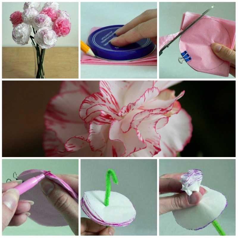 Делаем своими руками красивые цветы из бумажных салфеток