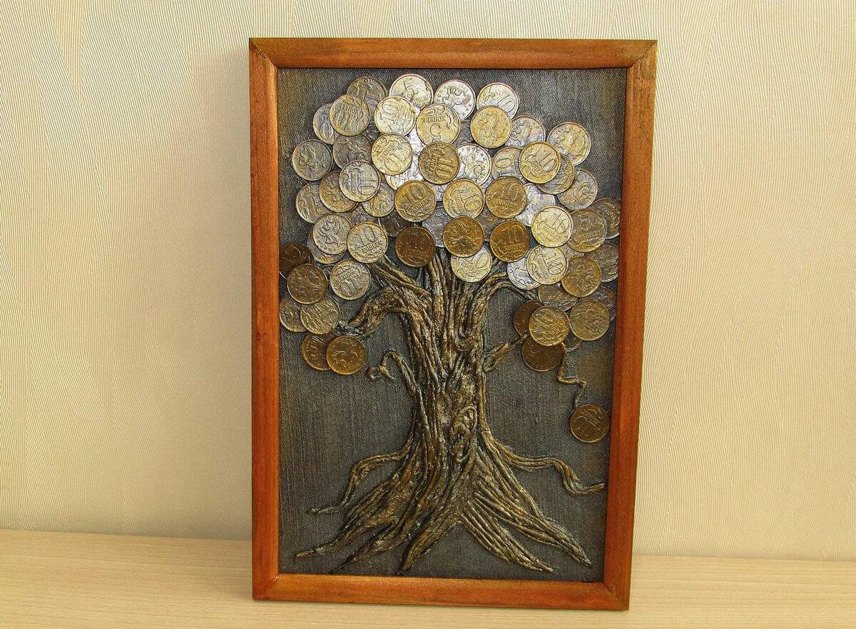 Картина денежное дерево своими руками из монет - мастер-класс пошагово