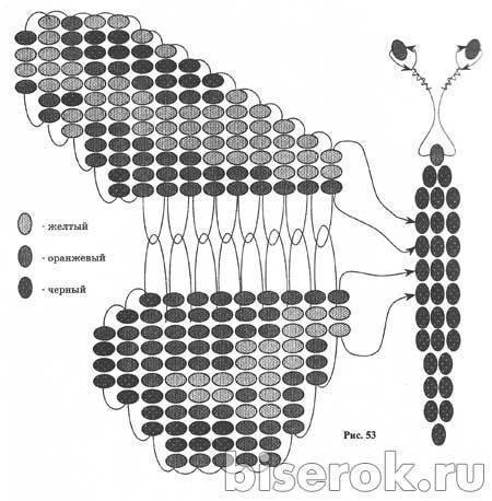 Схема для плетения бабочка из бисера для начинающих