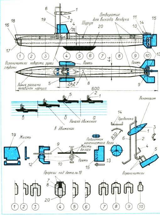 Чертеж подводной лодки из дерева