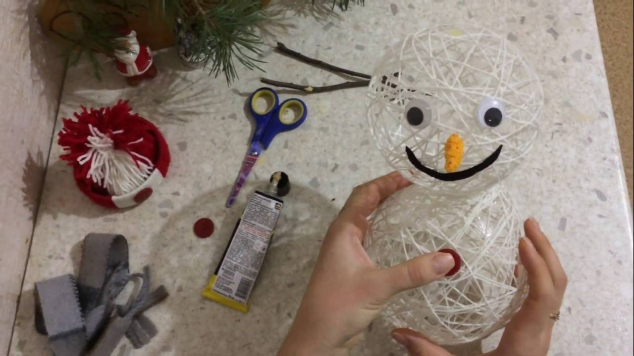 Снеговик из ниток и клея своими руками: идея для конкурса | detkisemya.ru