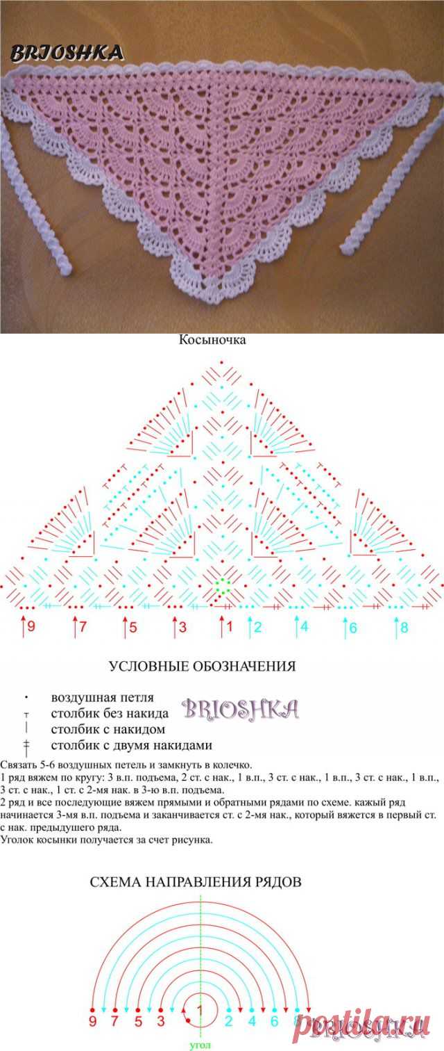 Летняя косынка крючком схема